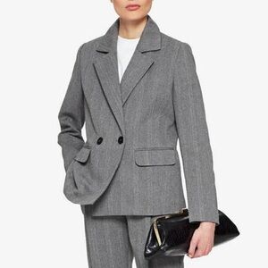 Anine Bing Becky Double-Breasted Blazer Grey Size Small
